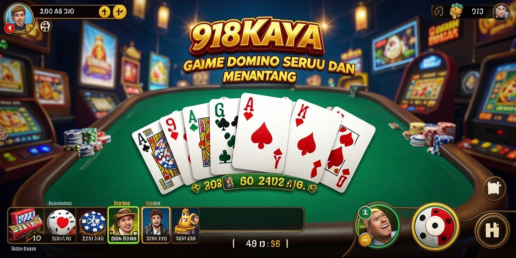 Screenshot gameplay seru 918KAYA menunjukkan aksi permainan Domino yang mendebarkan.