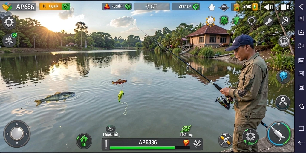 Tampilan gameplay memancing yang menarik di AP686.