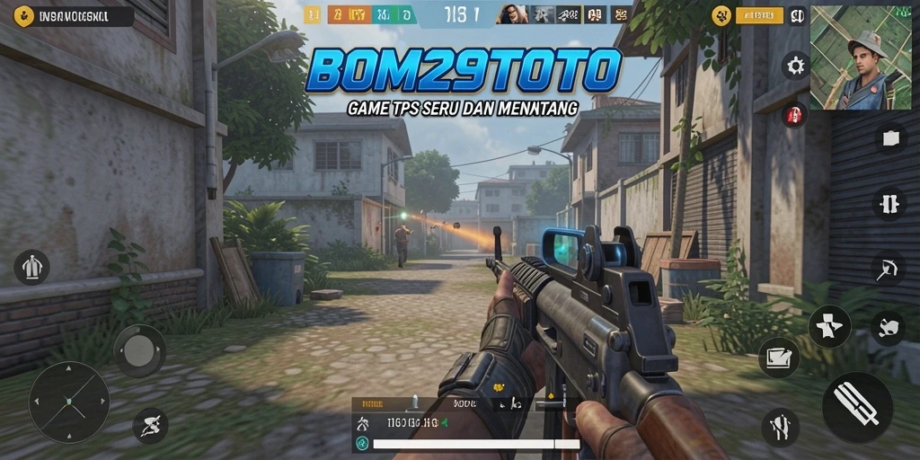 Screenshot BOM29TOTO menampilkan adegan aksi seru dalam gameplay TPS.