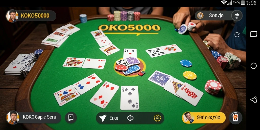 Screenshot gameplay seru KOKO5000 menampilkan aksi Gaple.