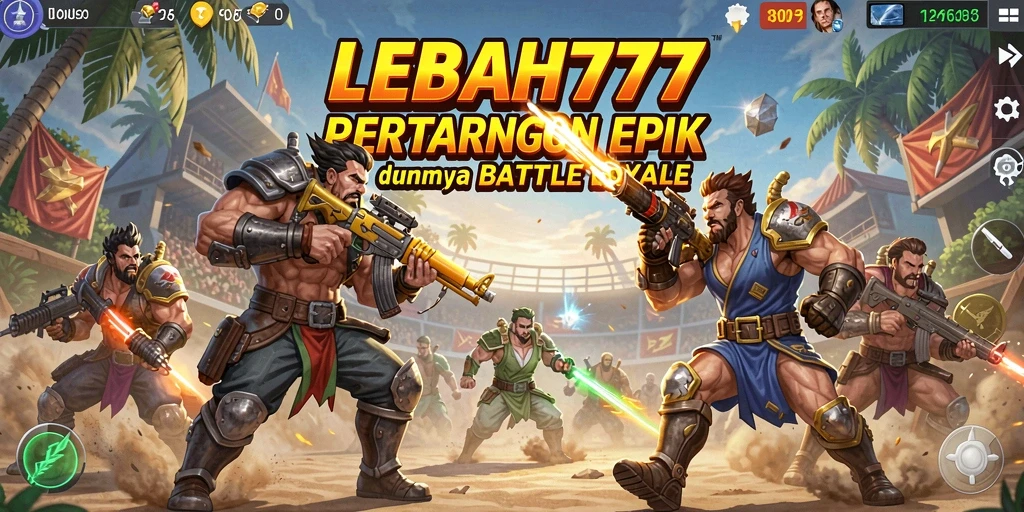 Tangkapan layar LEBAH777 menampilkan aksi seru pertarungan Battle Royale.