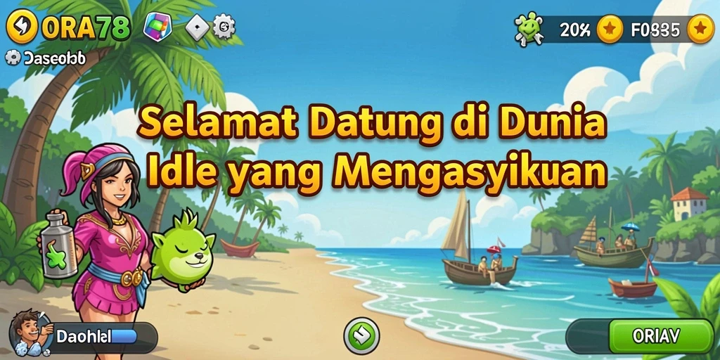 Screenshot ORA78 menampilkan gameplay santai dengan elemen manajemen sumber daya.