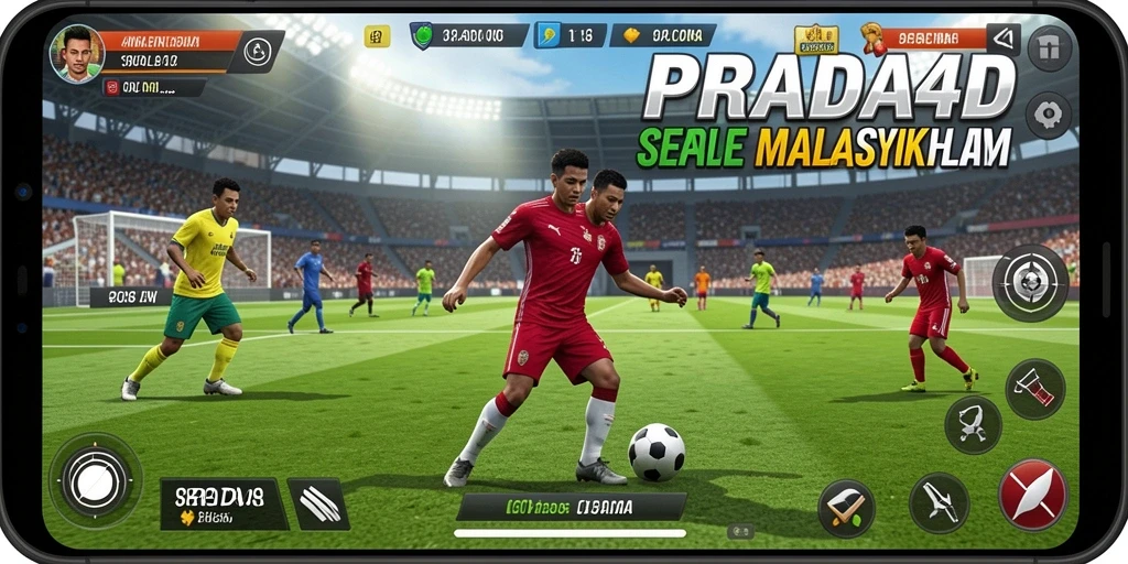Gameplay seru PRADA4D dengan aksi sepak bola yang mendebarkan.