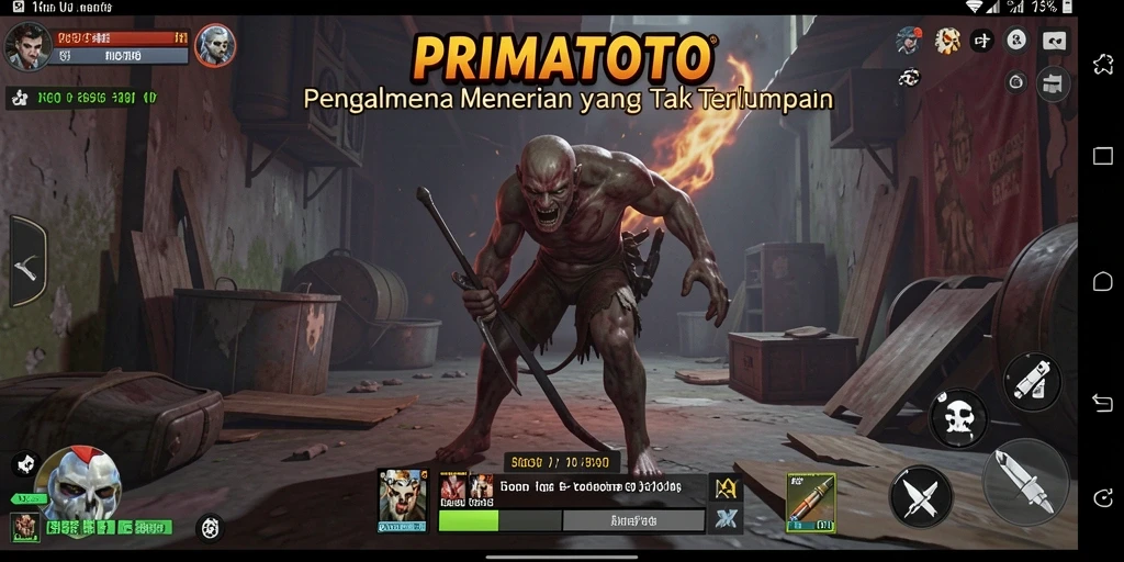 Tampilan gameplay PRIMATOTO yang menakutkan dan mendebarkan.
