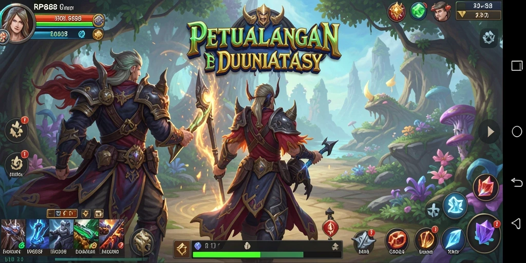 Screenshot gameplay RP888 menunjukkan aksi seru dalam pertempuran RPG.