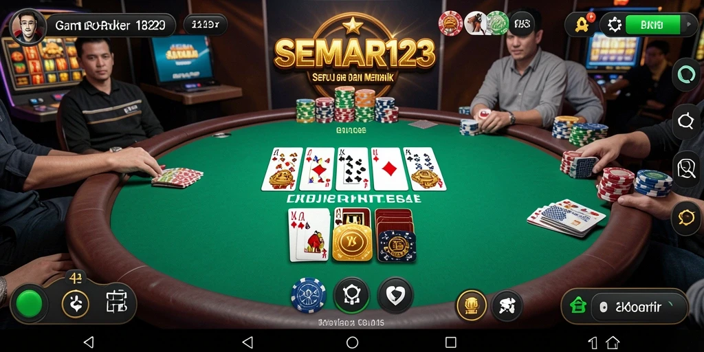 Tampilan gameplay seru dalam aplikasi Poker SEMAR123.