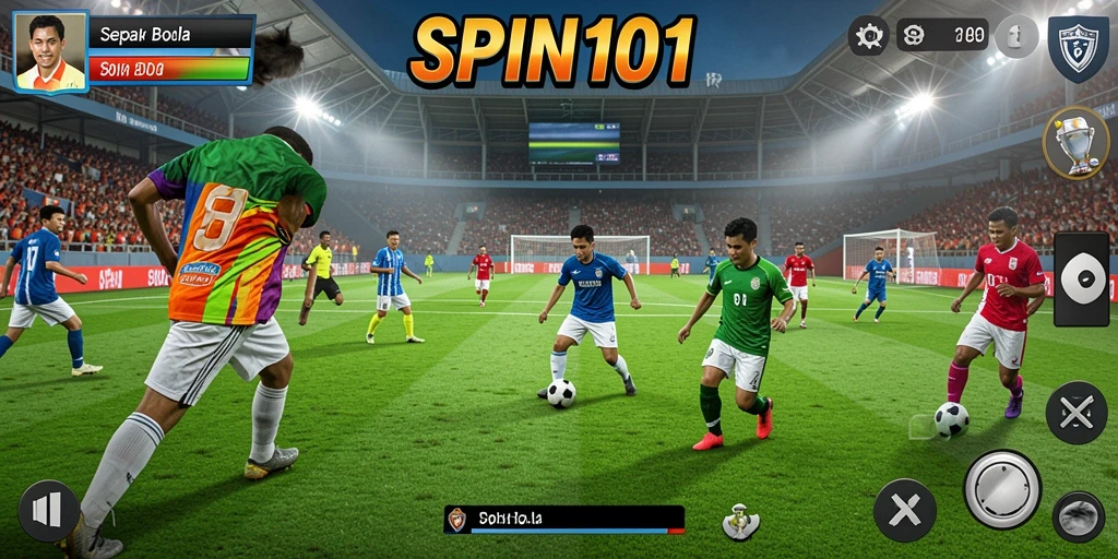 Tampilan gameplay SPIN101 yang mendebarkan saat pertarungan di lapangan.